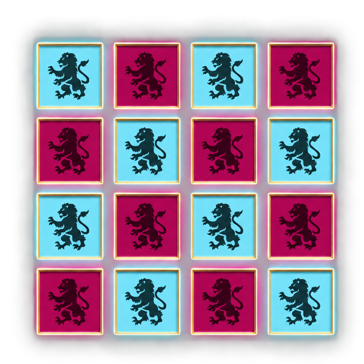 Villa Bingo card: a four by four grid of claret and sky squares